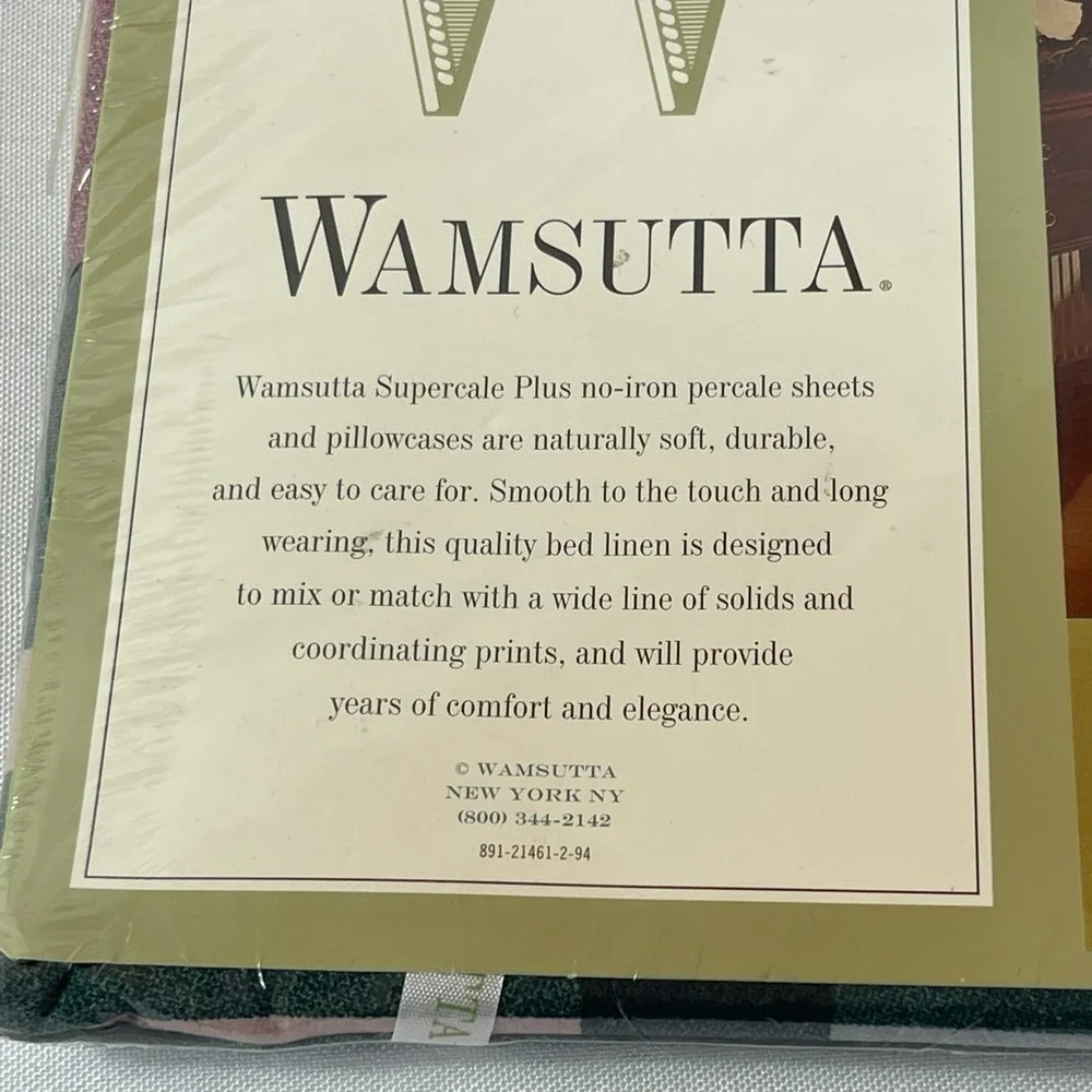 Wamsutta Twin Flat Sheet Tyler Plaid Hunter 200 Thread Count Cotton